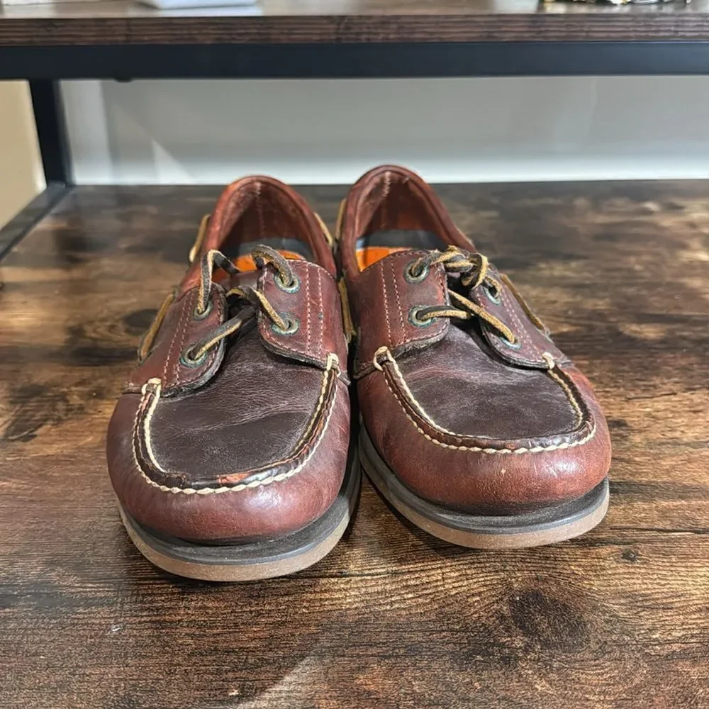 Timberland dark brown boat shoes size 9w/7m